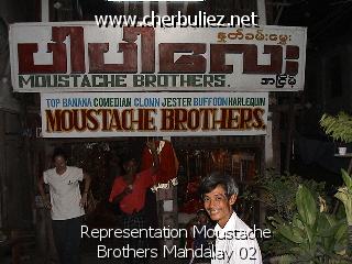 légende: Representation Moustache Brothers Mandalay 02
qualityCode=raw
sizeCode=half

Données de l'image originale:
Taille originale: 141368 bytes
Temps d'exposition: 1/50 s
Diaph: f/240/100
Heure de prise de vue: 2002:07:30 20:15:28
Flash: oui
Focale: 42/10 mm
